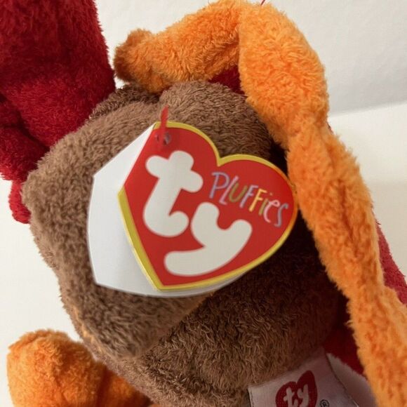TY Pluffies Gobble the Turkey Plush Lovey 8” Beanie Stuffed Tylux 2007 - Picture 8 of 11